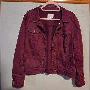 Market & Spruce Deep Red Jean Jacket